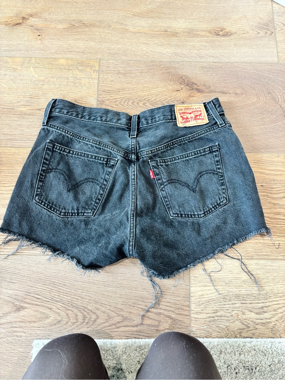Levi's Washed Black Denim Cutoff Shorts